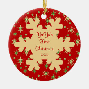 Premier Noël de YaYa Ornement Flocon de Neige Roug