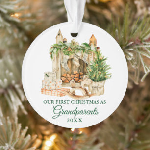 Premier Noël des grands-parents de pins d'aquarel