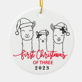 Premier Noël des Trois Llama Ornement de la Famill