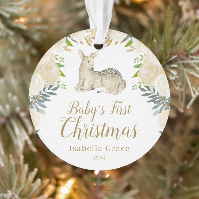 Premier Noël du bébé de Cerf Floral (Arbre)