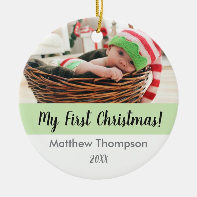 Premier Noël du bébé, ornement photo personnalisé (Devant)