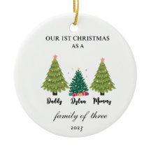 Premier Noël en famille de trois ornements