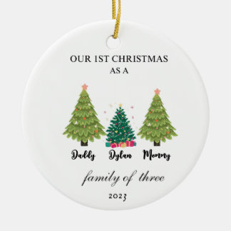 Premier Noël en famille de trois ornements