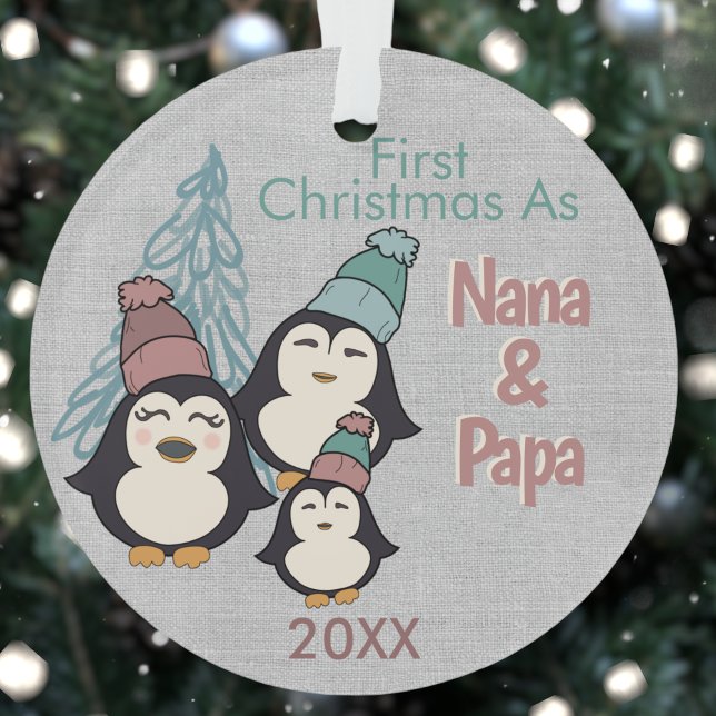 Premier Noël en famille Nana & Papa Cute Penguin (Créateur téléchargé)