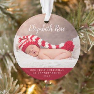 Premier Noël En Grand-Parents Bébé Photo Nom