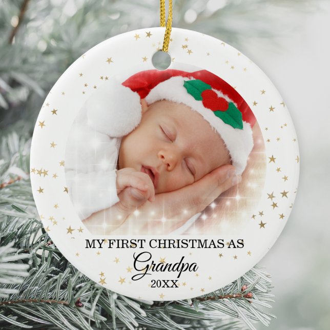 Premier Noël En Grand-Père Photo Ornement En Céram (Créateur téléchargé)