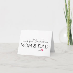 Premier Noël en Maman & Papa Nouveau Parents Carte