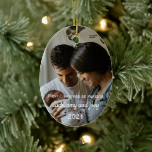 Premier Noël En Parents Photo Ornement En Cérami