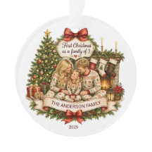 Premier Noël Famille de 3 Aquarelle Noël