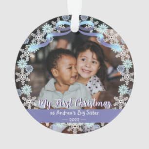 Premier Noël Grandma Snowflakes Ribbon Bleu clair