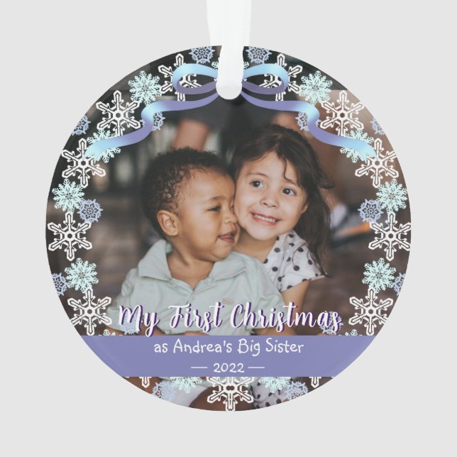 Premier Noël Grandma Snowflakes Ribbon Bleu clair (dos)