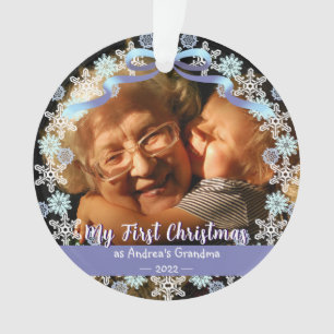 Premier Noël Grandma Snowflakes Ribbon Bleu clair