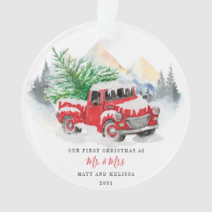 Premier Noël Marié en tant que M. & Mme Red Truck