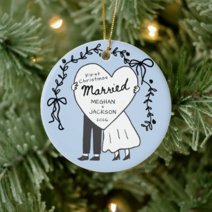 Premier Noël Marié Ornement