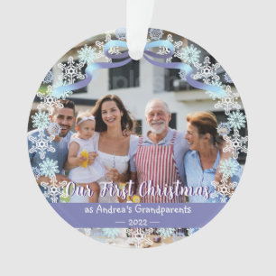 Premier Noël Nouveau Bébé Grands-parents Snowflake