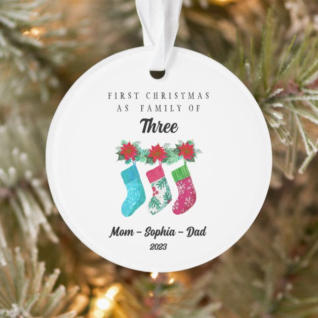 Premier Noël personnalisé en famille de trois (Arbre)