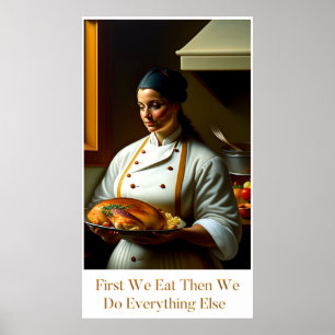 Premier Nous Mangeons - Grande Poster De Cuisine
