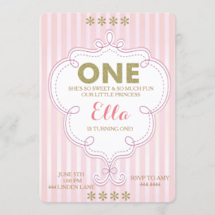 Premier or d'anniversaire et invitations roses