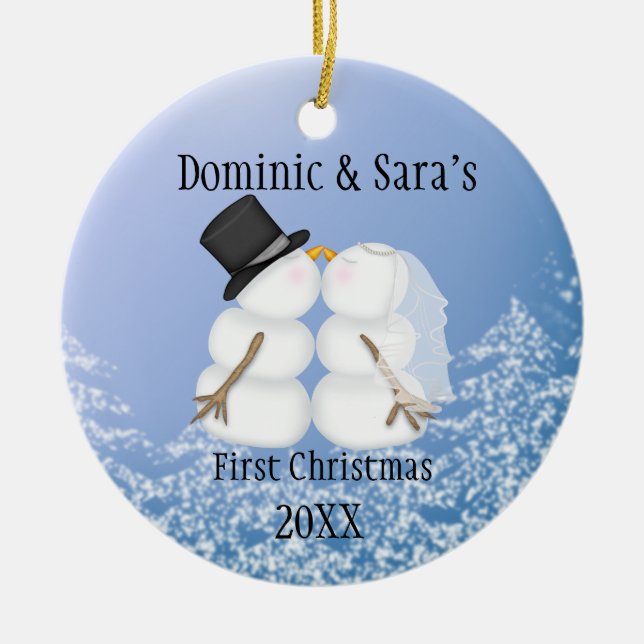 Premier ornement de baiser mignon de Noël de (Devant)