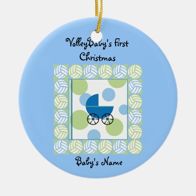 Premier ornement de bleu de Noël de VolleyBaby (Devant)