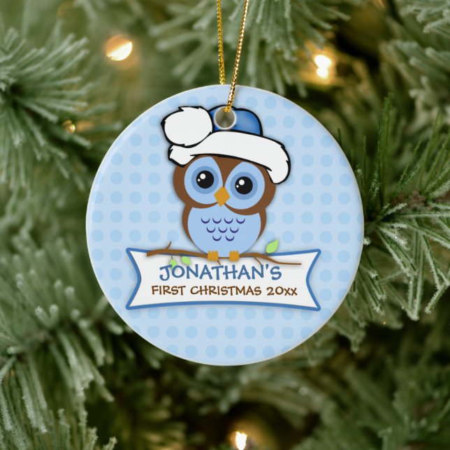 Premier ornement de la Chouette de Noël du bébé (Arbre)