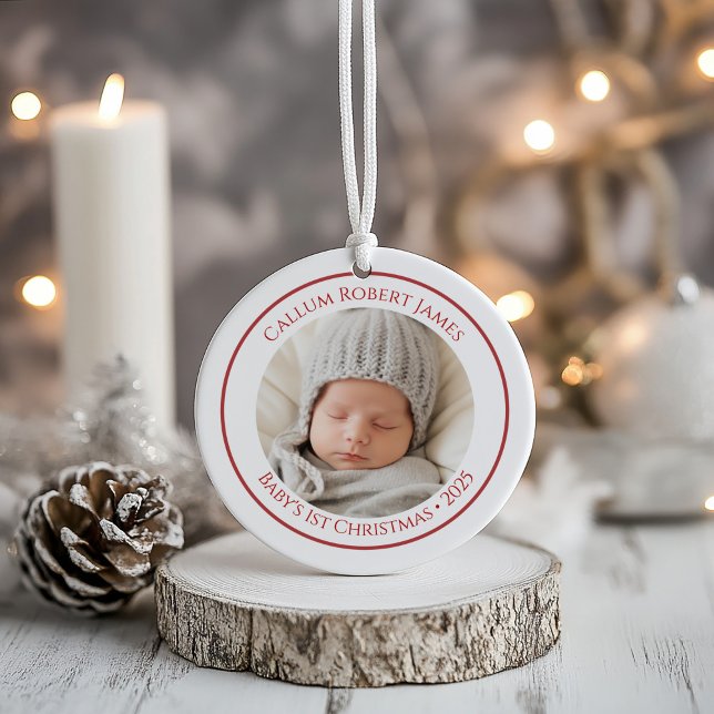 Premier ornement de Noël de bébé 2025 avec photo (Créateur téléchargé)