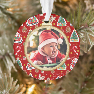 Premier ornement de Noël de bébé adorable Rouge