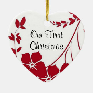 premier ornement de Noël de fleur rouge