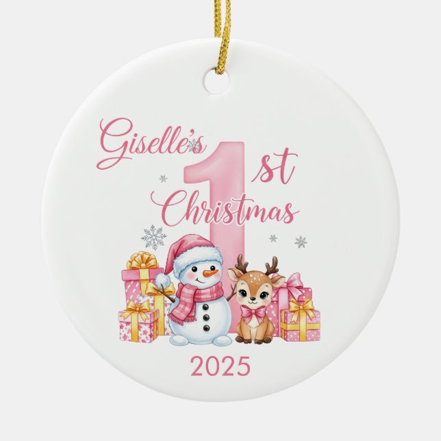 Premier ornement de Noël de la petite fille Snowma (Devant)