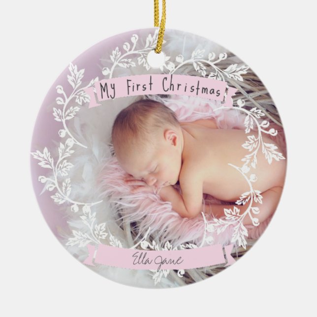 Premier ornement de Noël de la photo du bébé (Devant)