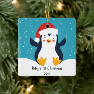 Premier ornement de Noël de l'enfant mou Penguin