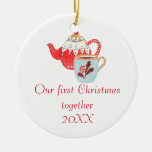 Premier ornement de Noël de théière et de tasse