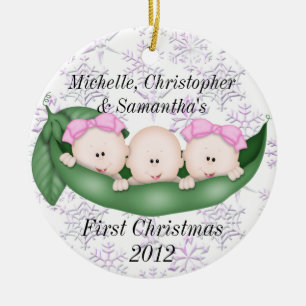 Premier ornement de Noël de triplets