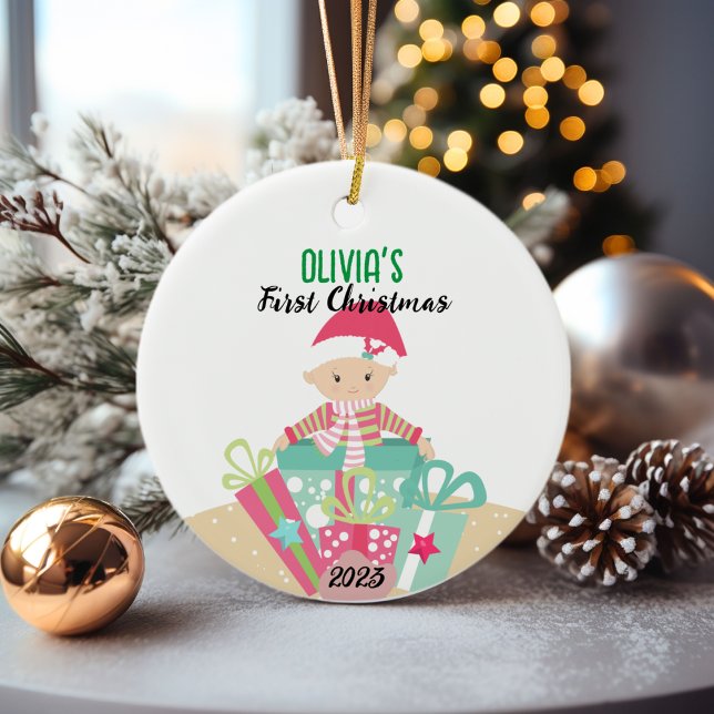 🎄 premier ornement de Noël du bébé | Fille Design (First Baby Girl Christmas Ornament)