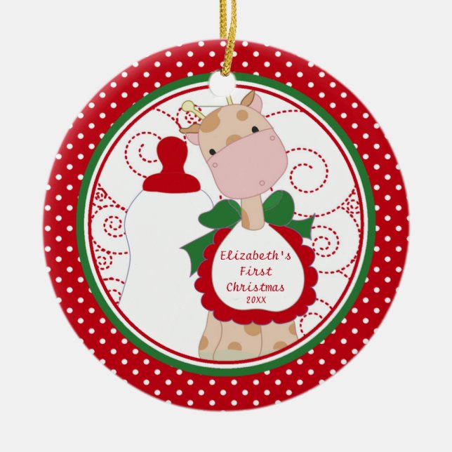 Premier ornement de Noël du bébé Giraffe Precious (Devant)