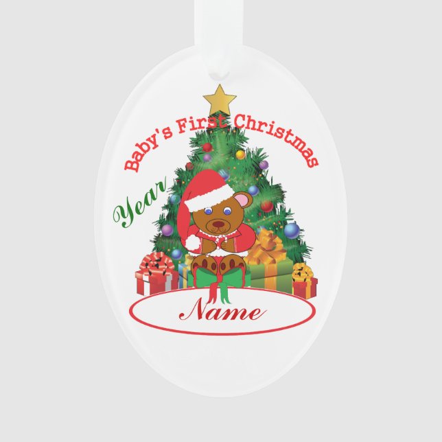 Premier ornement de Noël du bébé personnalisé (devant)