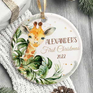 Premier ornement de Noël pour bébé animaux Safari