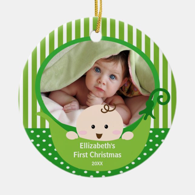 Premier ornement de photo de Noël de Babys peu de (Devant)