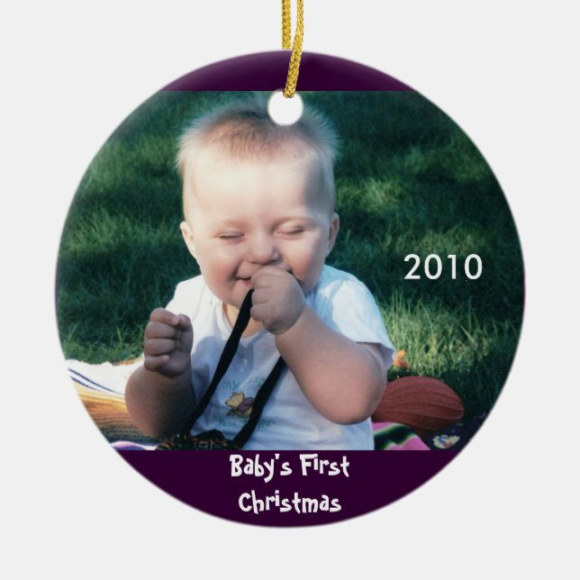 Premier ornement de photo de Noël du bébé (Devant)