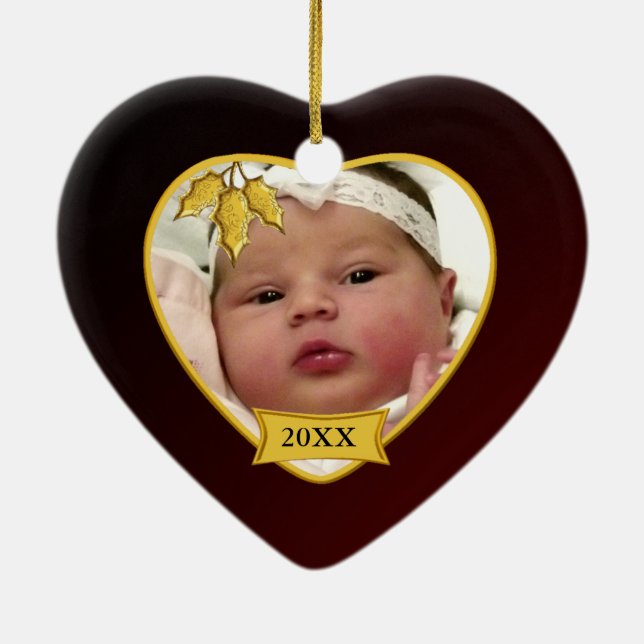 Premier ornement de photo de Noël du bébé dans (Dos)