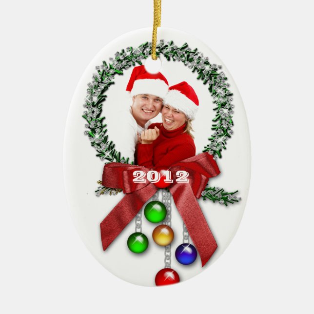 Premier ornement de PHOTO de Noël du couple (Devant)