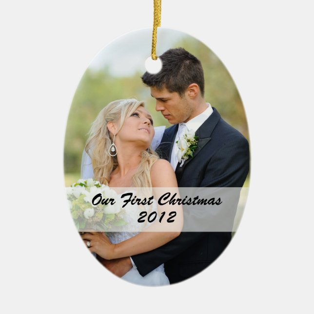 Premier ornement de photo de Noël du couple (Devant)