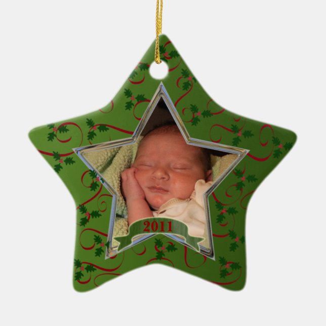 Premier ornement de souvenir de photo de Noël du (Devant)