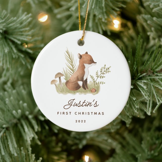 Premier ornement en céramique renard de Noël pour  (Arbre)