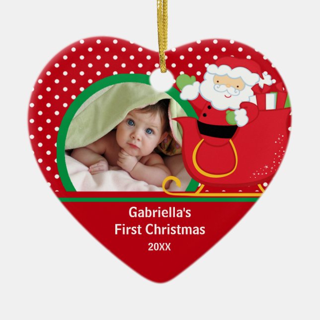 Premier ornement Père Noël de photo de Noël de (Devant)