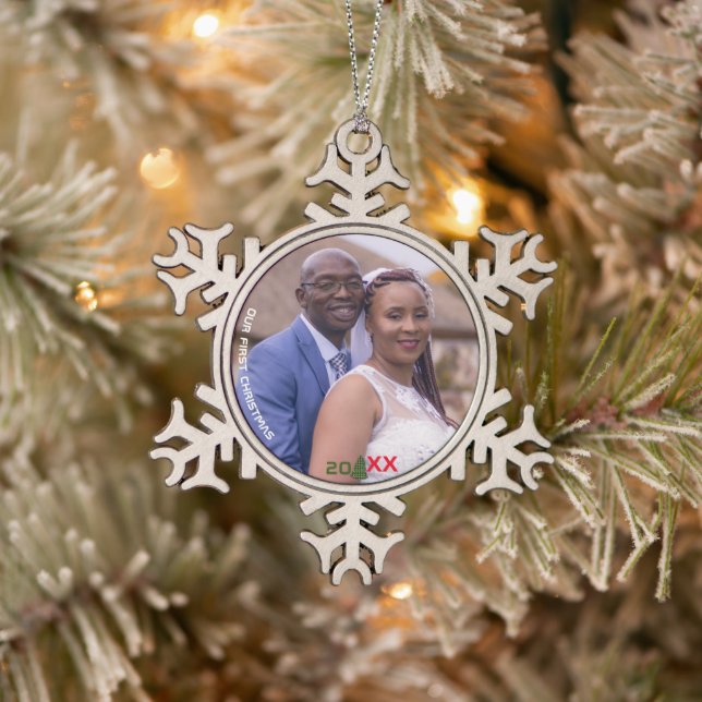 "Premier ornement photo de Noël de flacon de neige (Arbre)