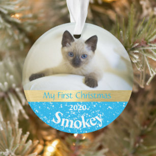 Premier ornement photo de Noël de Kitten