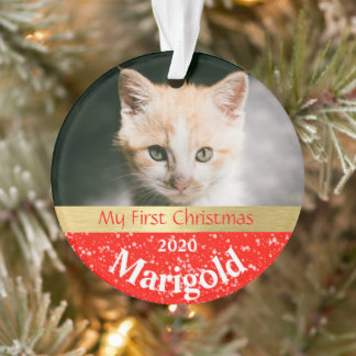 Premier ornement photo de Noël de Kitten