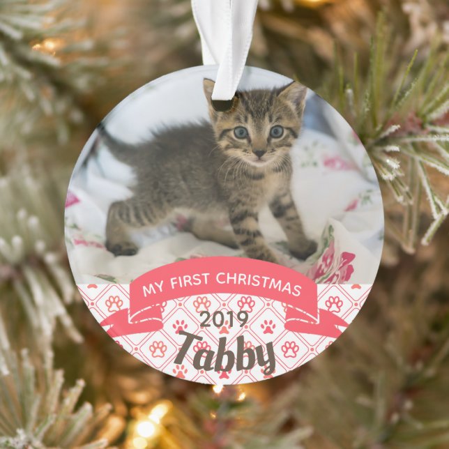 Premier ornement photo de Noël de Kitten (Arbre)