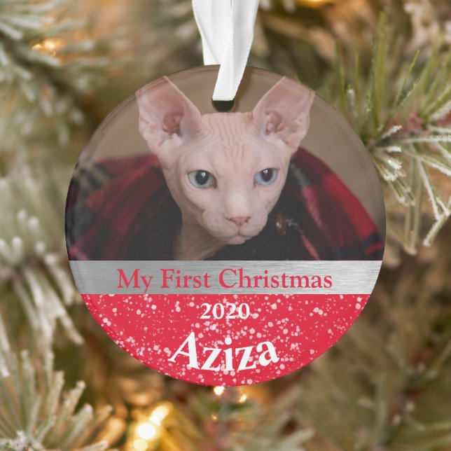 Premier ornement photo de Noël de Kitten (Arbre)